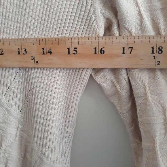 Sigrid Olsen Open Cardigan Womens Small Beige Knit Embroidered Neckline Tie - Picture 7 of 12